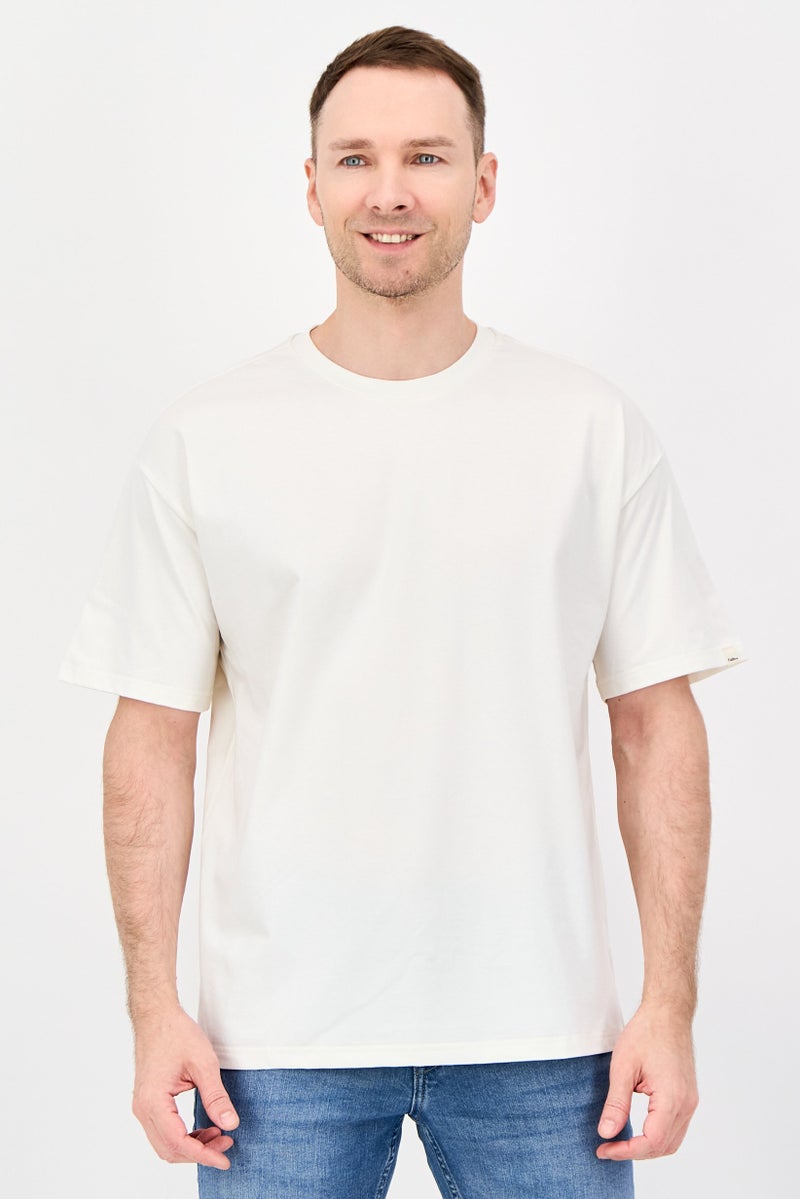 Fudo Men Oversized Fit Crew Neck Short Sleeve T-Shirt, Off White - Image 1